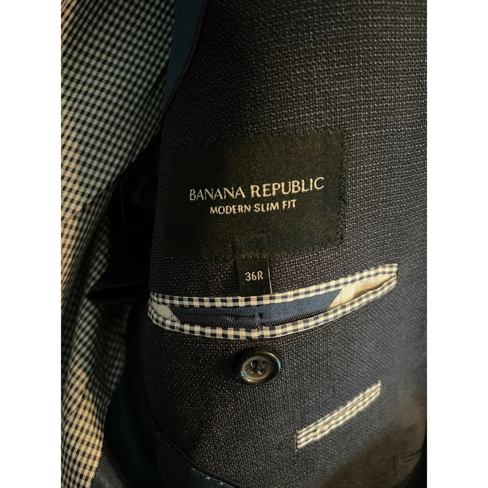 Dark Academia Prep Banana Republic Modern Slim Fit Blazer Mens 36R Navy Blue